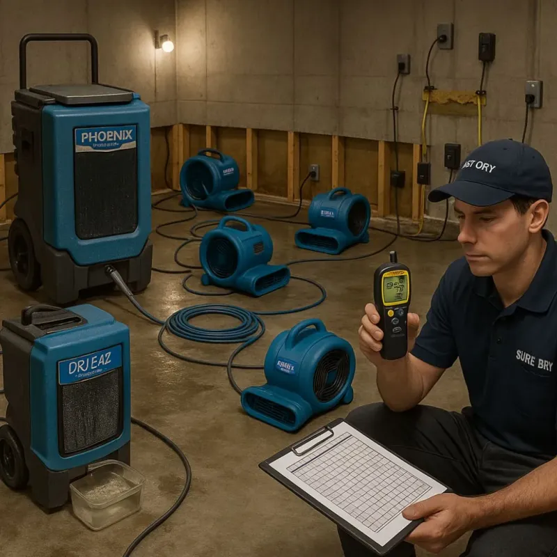 Structural Drying and Dehumidification process in Hope, AR